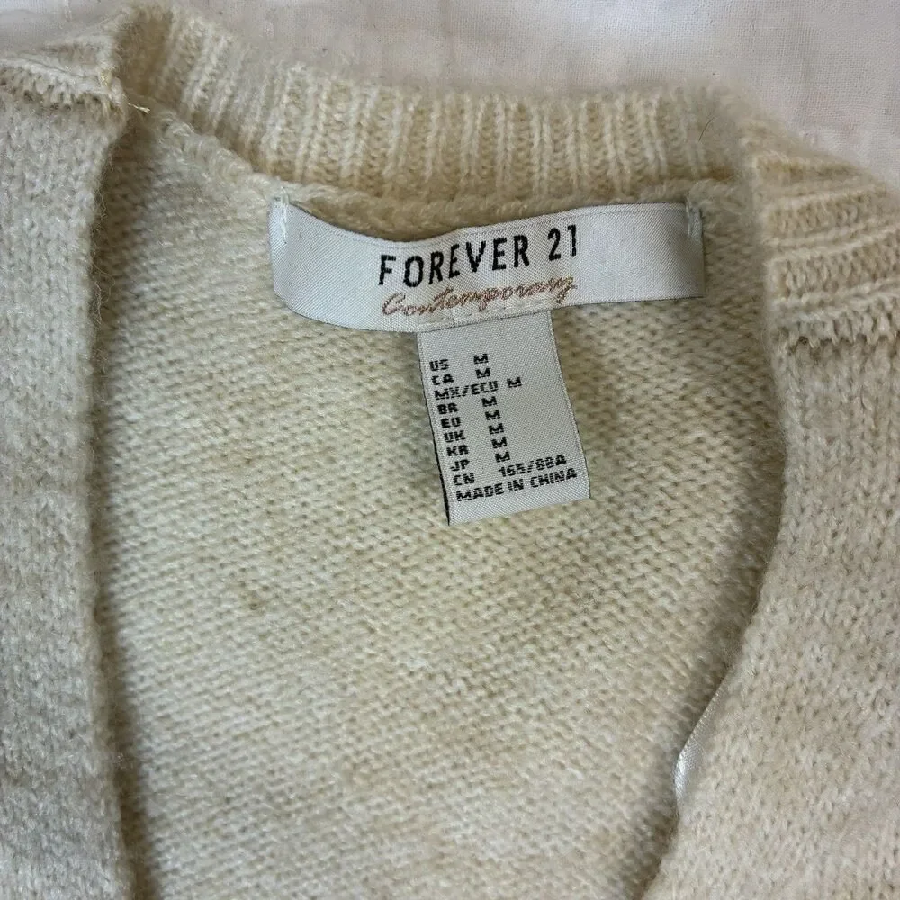 NWT Womens Long Cardigan Sweater Size M Beige Pockets Classic Relaxed Open Front